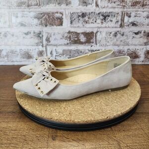 just fab women's flats sz 8 micro suede mauve slip on bow's